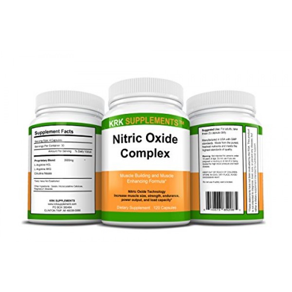1 Pack Nitric Oxide Complex 3500mg Per Serving L-Arginine HCL AAK...