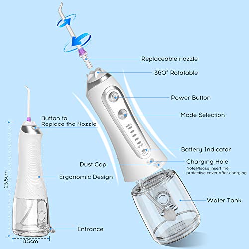 Water Flosser Cordless for Teeth, Water Flossers Teeth Cleaner, 5...