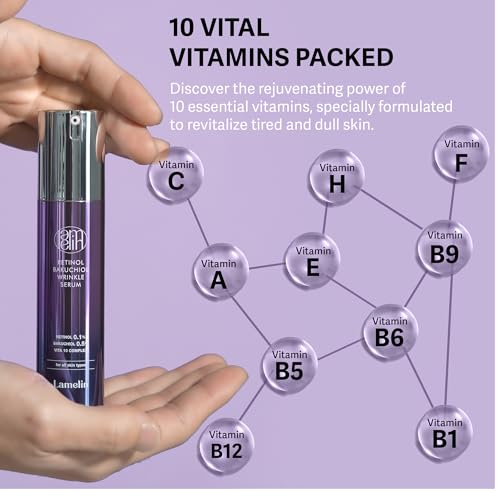 Lamelin Wrinkle Serum Cream, 1.76 Fl Oz, Retinol & Bakuchiol & Ni...