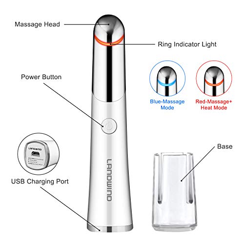 LANDWIND Eye Massager, Ionic Eyes Facial Heated Massager Wand wit...