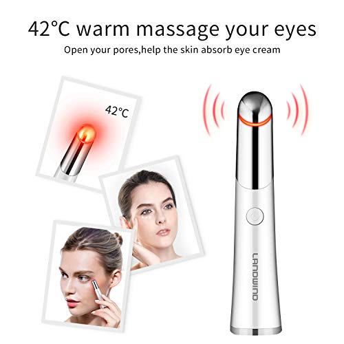 LANDWIND Eye Massager, Ionic Eyes Facial Heated Massager Wand wit...