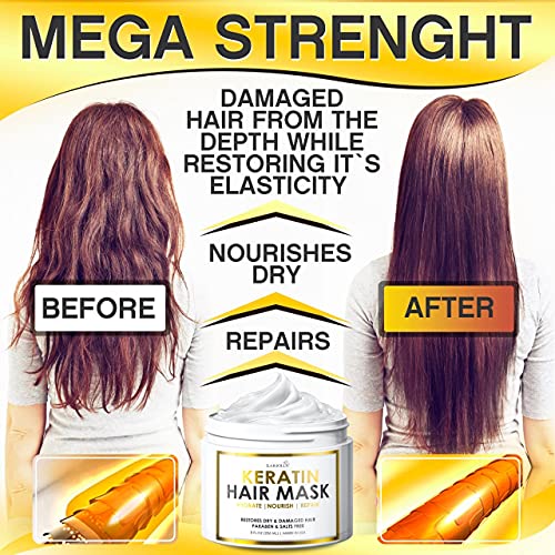 Keratin Hair Mask - Repairs Dry & Damaged Hair - Professional Ker...