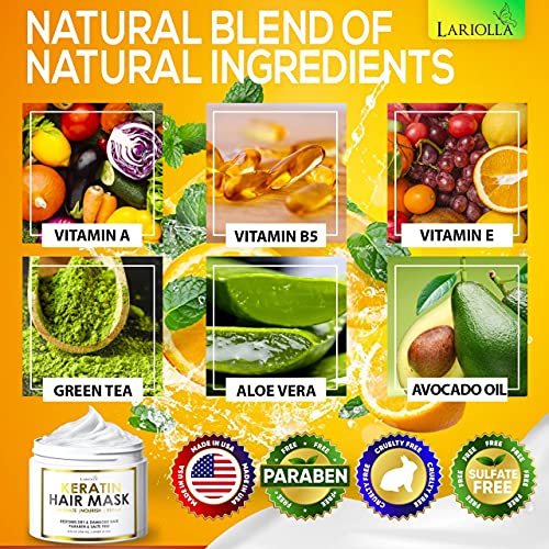 Keratin Hair Mask - Repairs Dry & Damaged Hair - Professional Ker...