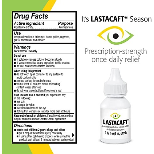 Lastacaft Once Daily Eye Allergy Itch Relief Drops, 60 Day Supply...