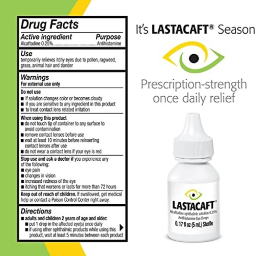 Lastacaft Once Daily Eye Allergy Itch Relief Drops, 60 Day Supply...