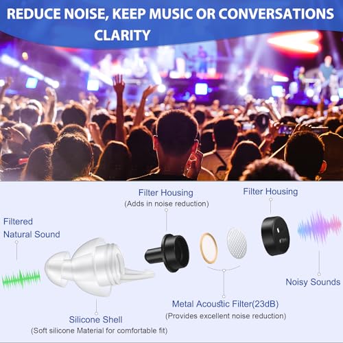 Laudexua High Fidelity Concert Ear Plugs, 2 Pairs Ear Protection ...