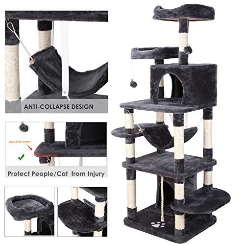 LAZY BUDDY 67 Multi-Level XL Tall Cat Tree Play House Activity C...