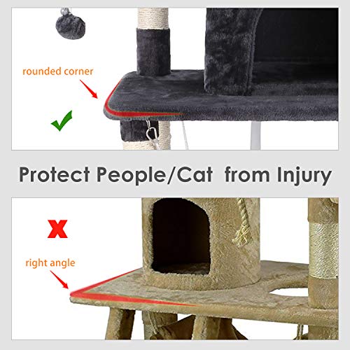 LAZY BUDDY 67 Multi-Level XL Tall Cat Tree Play House Activity C...