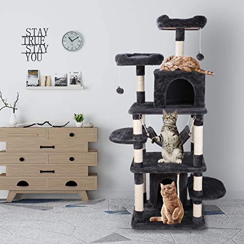LAZY BUDDY 67 Multi-Level XL Tall Cat Tree Play House Activity C...