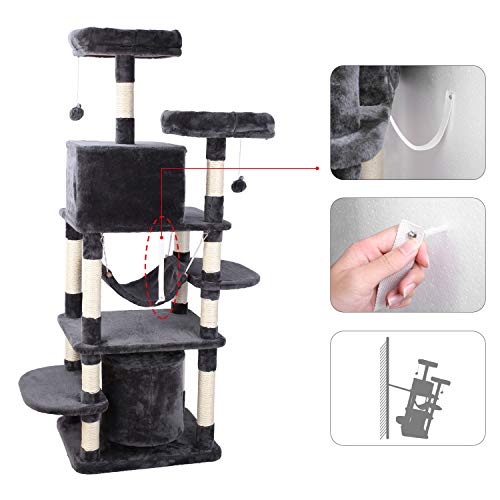 LAZY BUDDY 67 Multi-Level XL Tall Cat Tree Play House Activity C...