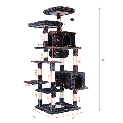 LAZY BUDDY 80 Multi-Level Cat Tree XXL Play House Climber Activi...
