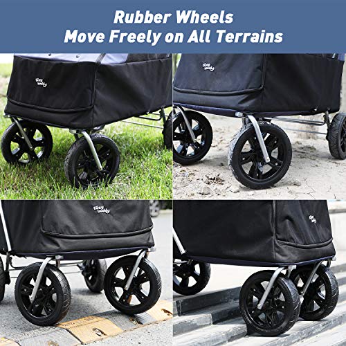 LAZY BUDDY Dog Stroller with 4 Rubber Wheels, Upgrade Spacious Pe...