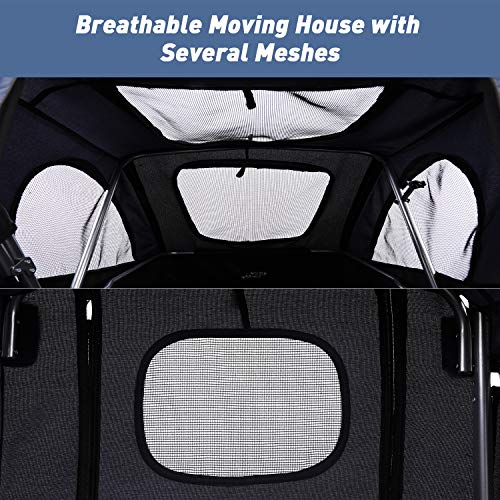 LAZY BUDDY Dog Stroller with 4 Rubber Wheels, Upgrade Spacious Pe...