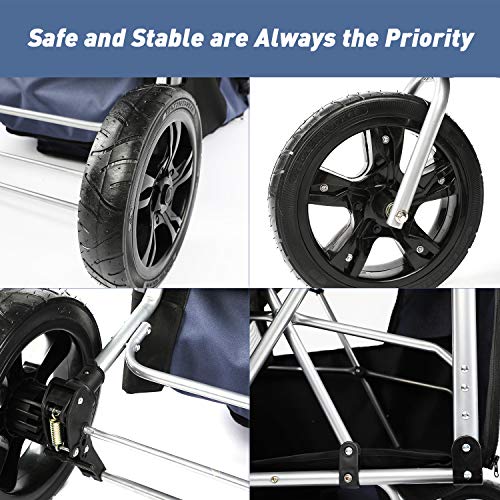 LAZY BUDDY Dog Stroller with 4 Rubber Wheels, Upgrade Spacious Pe...