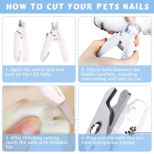 LByzHan Dog Cat Nail Clippers Toenail Clippers with Ultra Bright ...