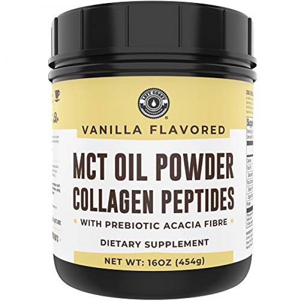 Keto MCT Powder + Collagen + Prebiotic Acacia Fibre, Vanilla, 16o...