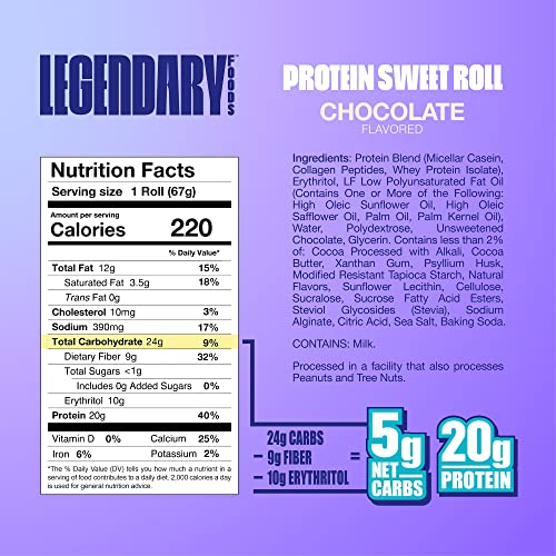 Legendary Foods High Protein Snack Chocolate Sweet Roll | 20 Gr P...