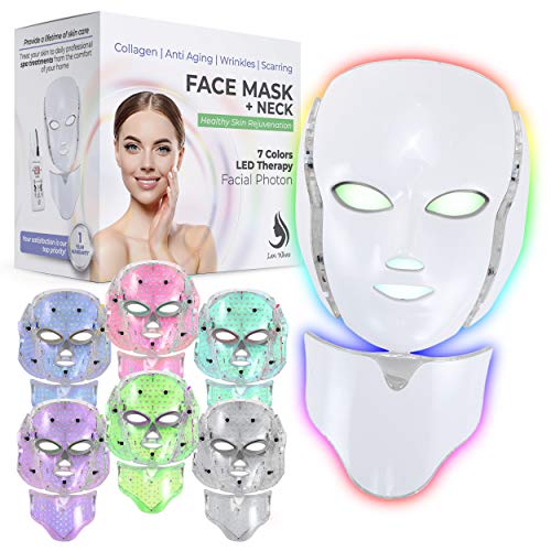 Red Light Therapy LED Face Mask Neck 7 Color | LED Mask Therapy F...