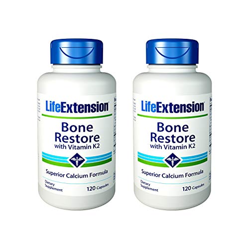 Life Extension Bone Restore with Vitamin K2, 120 Capsules - 2 Pack