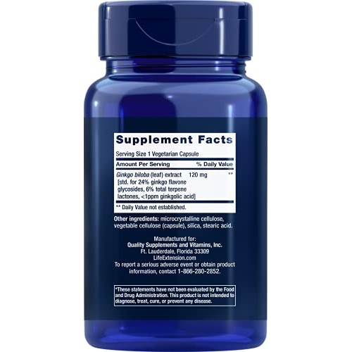 Life Extension Ginkgo Biloba Certified Extract - Helps Promote He...