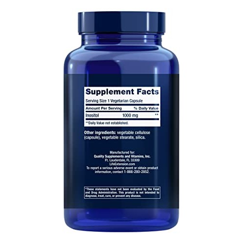 Life Extension Inositol Caps 1000 mg - Myo-inositol Supplement - ...