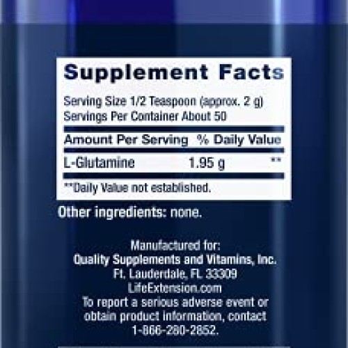 Life Extension L-Glutamine 100 Gram Powder