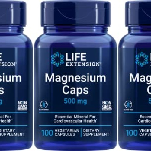 Life Extension Magnesium Vegetarian Capsules, 500 mg, 100 Count x 3