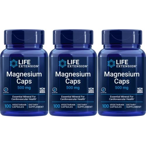 Life Extension Magnesium Vegetarian Capsules, 500 mg, 100 Count x 3