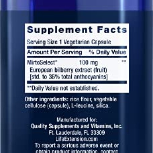Life Extension Standardized European Bilberry Extract 100 mg – fo...