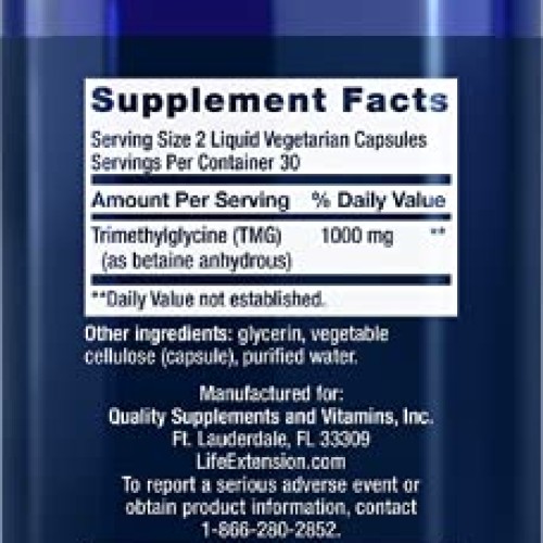 Life Extension TMG 500 mg, 60 Liquid Vegetarian Capsules