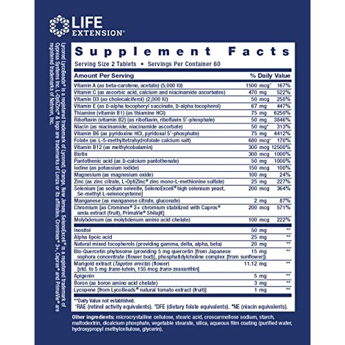 Life Extension Two-Per-Day High Potency Multi-Vitamin & Mineral S...