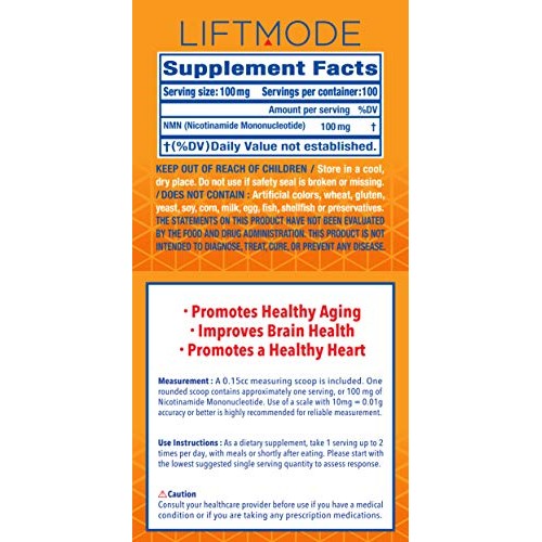 LiftMode NMN Nicotinamide Mononucleotide Powder Supplement - Bo...