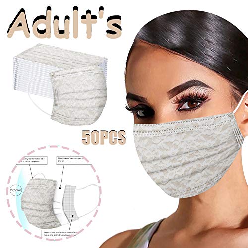 50PC Lace Disposable Face Mask For Women With Paper Designs Color...