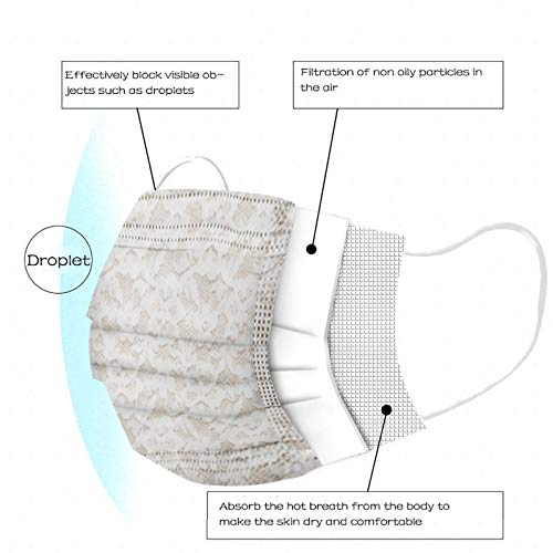 50PC Lace Disposable Face Mask For Women With Paper Designs Color...
