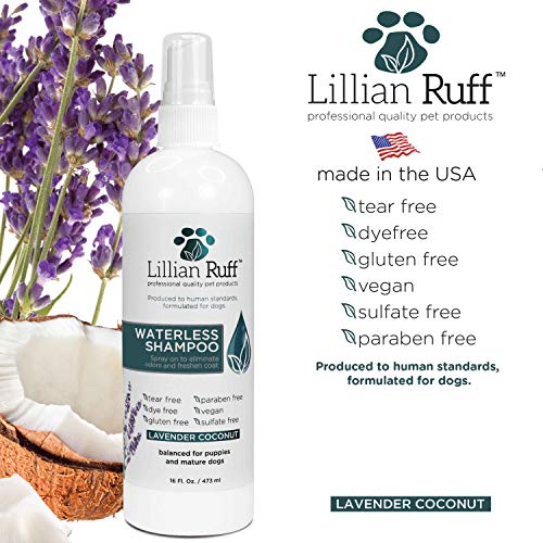 Lillian Ruff Waterless Dog Shampoo - No Rinse Quick Dry Shampoo S...
