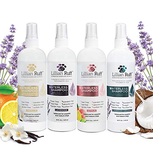 Lillian Ruff Waterless Dog Shampoo - No Rinse Quick Dry Shampoo S...