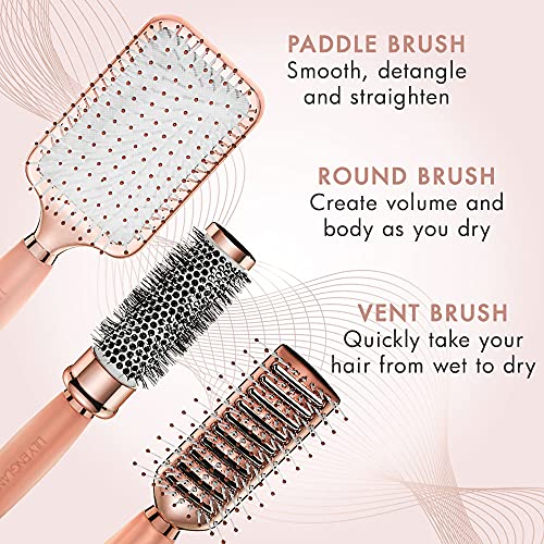 Rose Gold Hair Brush Set - Luxury Professional Hairbrushes Gift f...