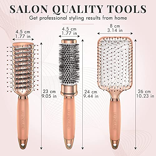 Rose Gold Hair Brush Set - Luxury Professional Hairbrushes Gift f...