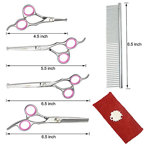 LILYS PET 5 PCS Round Tips Pet Grooming Scissors Kit For Dogs Cat...