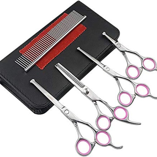 LILYS PET 5 PCS Round Tips Pet Grooming Scissors Kit For Dogs Cat...
