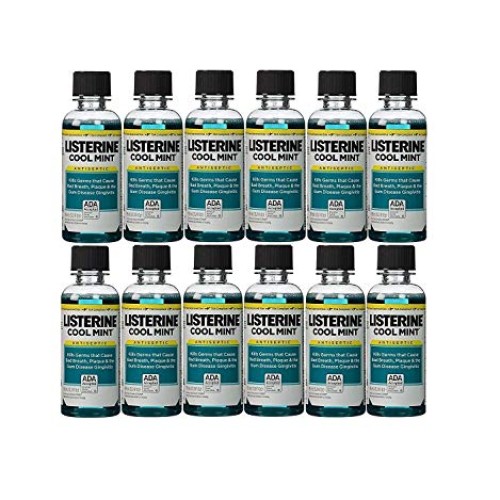 Listerine Cool Mint Antiseptic Mouthwash for Bad Breath, Travel S...