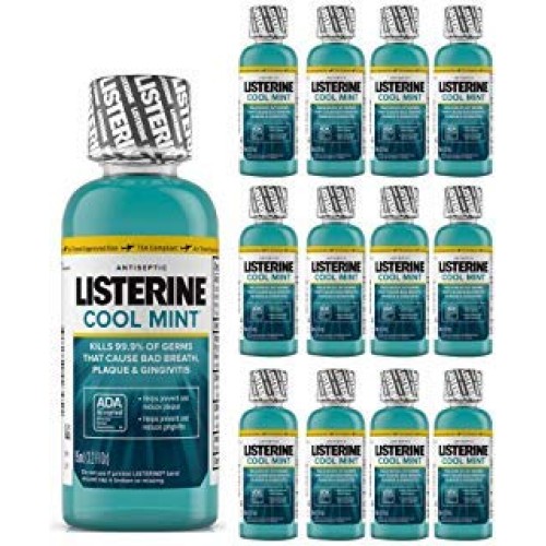 Listerine Mouthwash Cool Mint Antiseptic Bad Breath Travel Size 3...