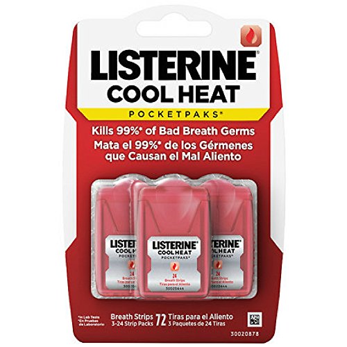 Listerine PocketPaks Oral Care Strips, Cool Heat 72 ea Pack of 12