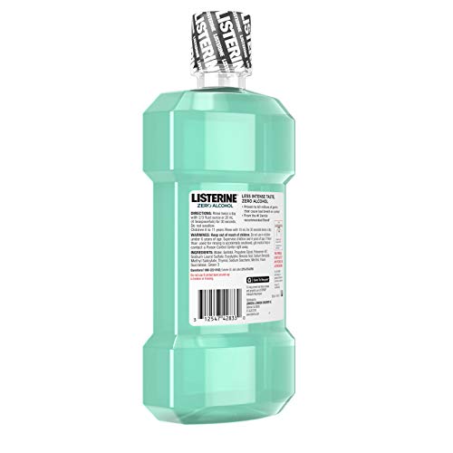 Listerine Zero Alcohol Mouthwash, Less Intense Alcohol-Free Oral ...