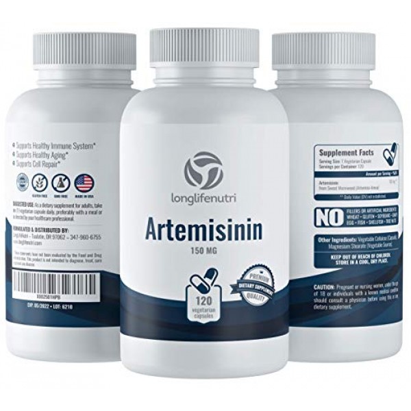 Artemisinin 150mg - 120 Vegetarian Capsules | Made in USA | 4 Mon...