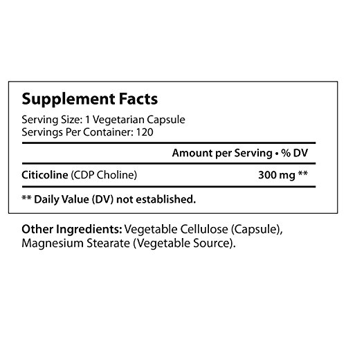 CDP Choline 300mg - 120 Vegetarian Capsules Made in US...