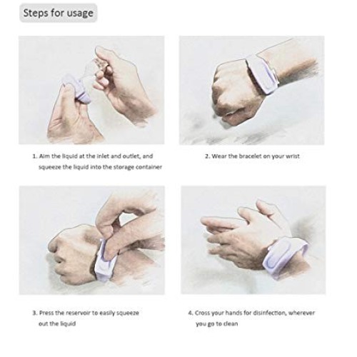 Hand Sanitizer Silicone Refillable Wristband Wearable Hand Saniti...