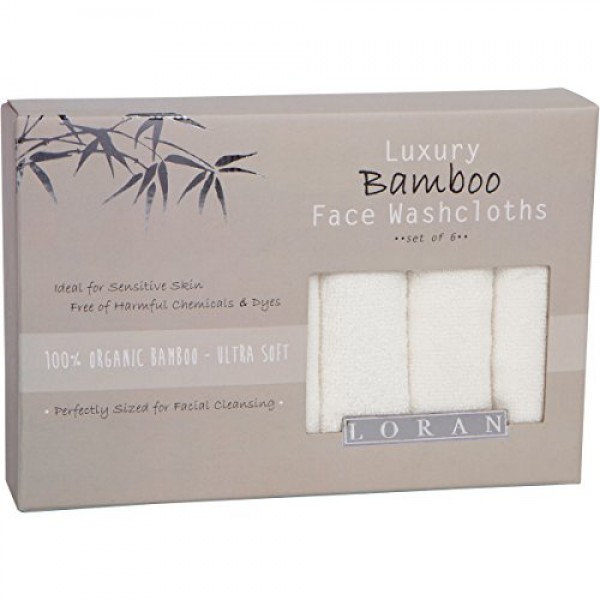 Luxury Bamboo Facial Washcloths, Set of 6, white, 10x10