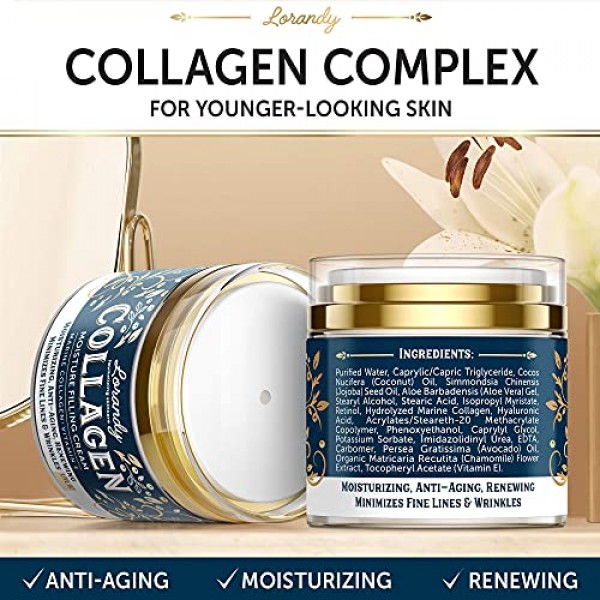 Collagen Night Cream Face Moisturizer - Anti-Wrinkle Cream For Fa...