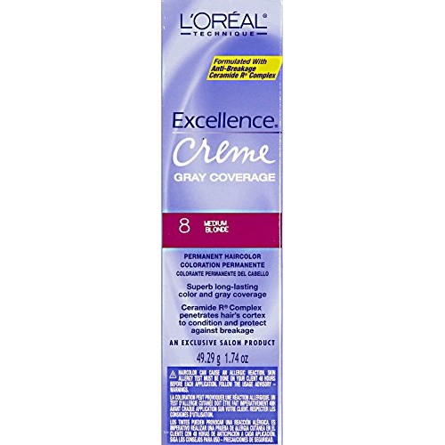 LOreal Excellence Creme Permanent Hair Color, Medium Blonde #8, ...